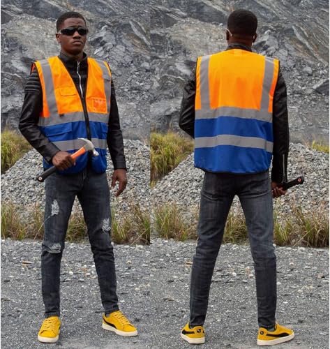 High Visibility Reflective Mesh Safety Vest with Pockets 10 Pack Bulk