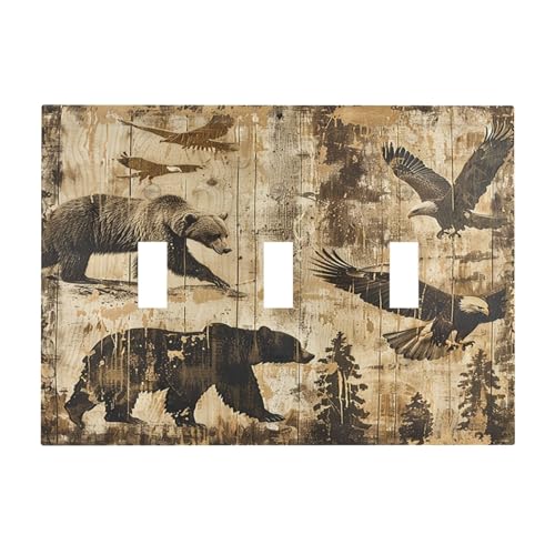 Light Switch Cover Plate Vintage Sunflower Highland Cow Rustic Art 1 Gang No Device Blank Electrical Wall Plates Faceplate Decorative Switch Plate for Bedroom Farmhouse Decor