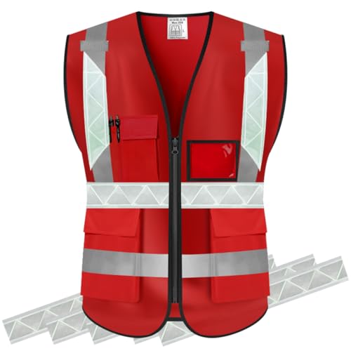 High Visibility Safety Vest Customize Your Logo Protective Workwear 5 Pockets Outdoor Work Vest