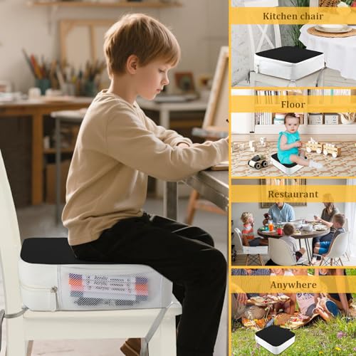Toddler Booster Seat for Kitchen Chair 4 Point Anchor Fix 3.8 Inch Lift