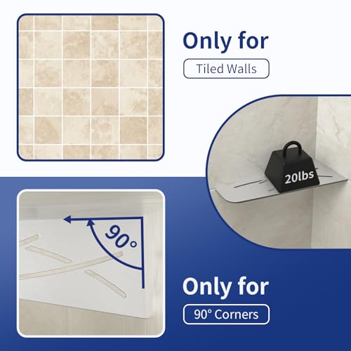 Corner Shower Shelf 12" 304 Stainless Steel Quadrilateral Corner Shelves Recessed Bathroom Storage Shampoo Holder Organizer
