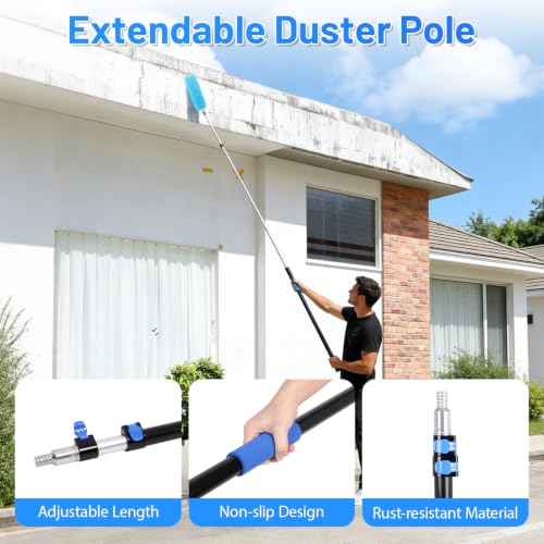 Heavy Duty High Reach Duster Kit with Extension Pole for High Roof Cleaning