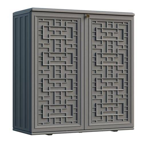 Mrossa Indoor Outdoor Storage Cabinet Waterproof with 1 Shelves Resin Outdoor Cabinets for Patio