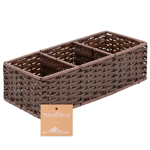 Wicker Basket with 3 Compartments