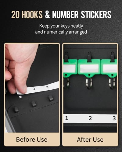20 120 Position Key Cabinet with Combination Lock with Colorful Key Tag Labels Stickers and Hooks