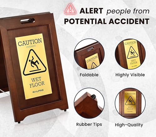 Wooden Caution Wet Floor Sign Slippery A