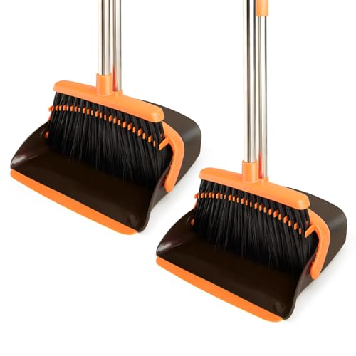 Broom and Dustpan Set with Long Handle