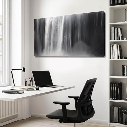 Gold Canvas Wall Art Framed Flowers Art Wave White Black Prints Waterfall Plum Blossoms Wall Decor Arts Artwork Pictures for Living Room Dining Room
