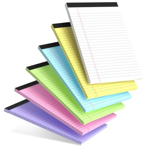 Small Note Pad 5x8 College Ruled Pink Legal Pads Paper Notepads 6 Pack Clear Print Writing Pads 5 x 8 Legal Pads Perforated Narrow Ruled Pads of Paper