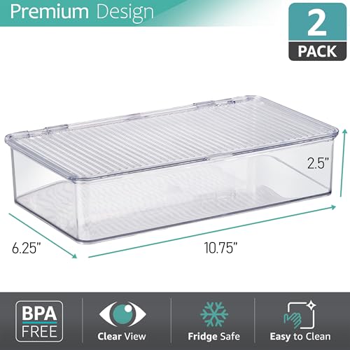 Storage Bins for Pantry & Fridge with Hinged Lids