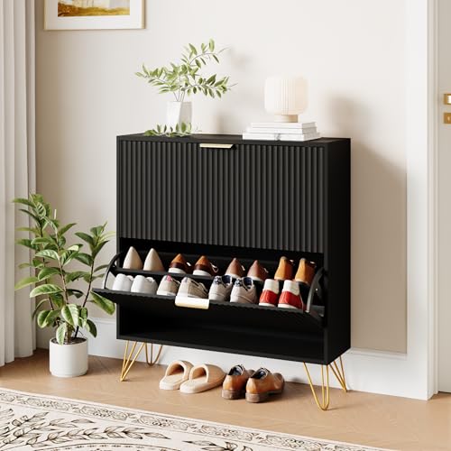 Shoe Storage Cabinet with 3 Flip Drawers