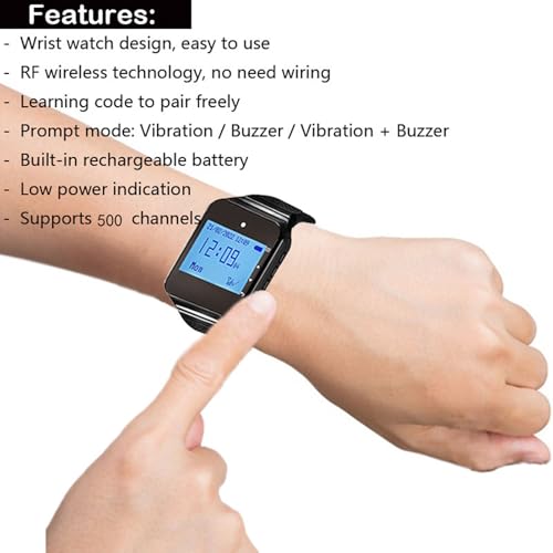 Wireless Caregiver Pager Call for Patient Nurse Alert System for Elderly Monitoring 328ft Water Proof Call Bell for Home 1 Receiver Wrist Pager 20 Desk Call Bells
