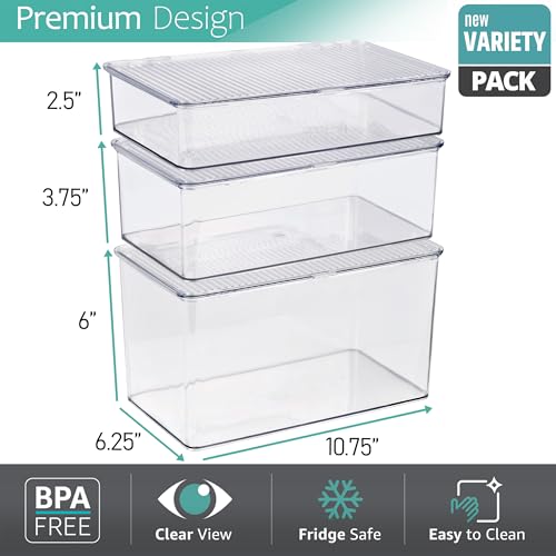 Storage Organizers for Fridge & Pantry with Lids