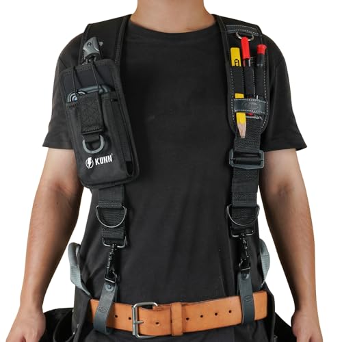 Leather Tool Belt Suspenders Construction Bag Suspenders Molded Air Channel Work Belt Suspender for Carpenter