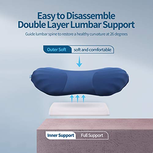 Adjustable Lumbar Support Pillow for Sleeping Memory Foam Back Support Pillow for Lower Back Pain Relief