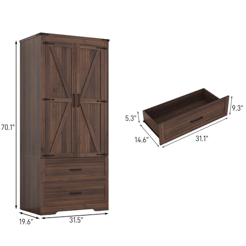 4 Doors Wardrobe Armoire Closet with Doors and Drawers