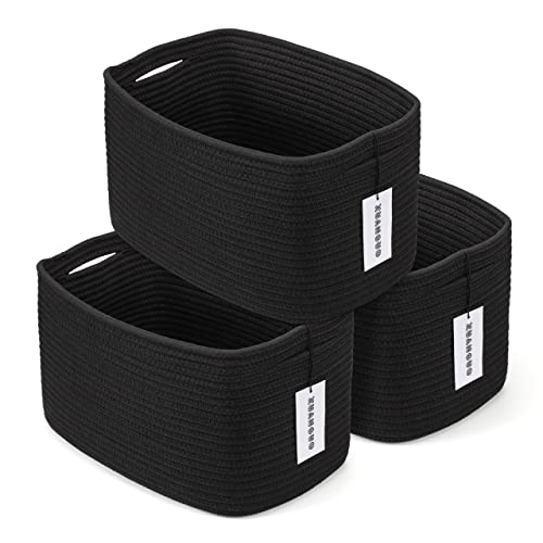 Cotton Rope storage Basket Bins Woven Basket for Organizing Shelves Rectangle Decorative Baskets For storage 3 pack