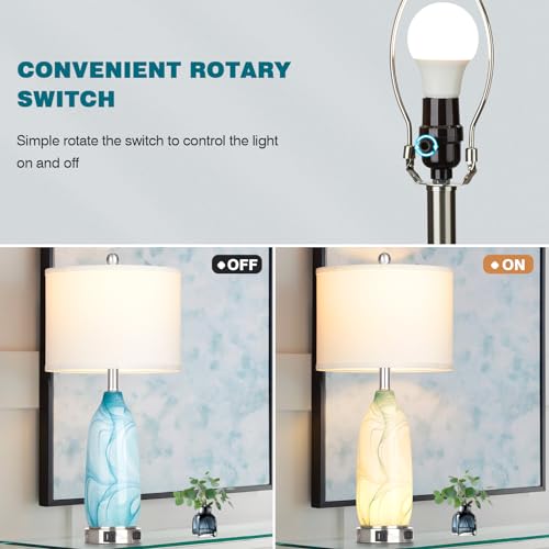 Glass Table Lamps Set of 2 White
