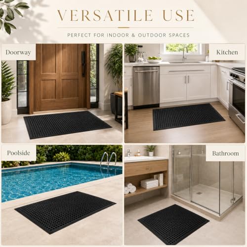 4 Pack 36"x24" inch Entrance Rubber Drainage Floor Mats