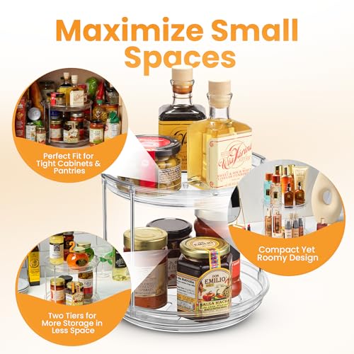 Clear Two Tier Lazy Susan Organizer