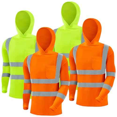 4 Pcs Safety Shirts Hi Vis Hoodie