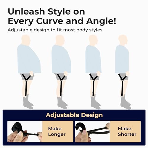 Shirt Stays Adjustable Soft and Smooth Elastic with Non Slip Clips Perfect Sock Garters for Military or Professional