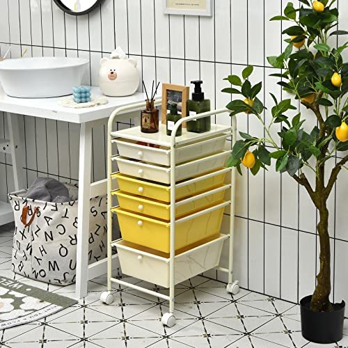 Storage Cart Bin Organizer Rolling Storage Cart Metal Frame Plastic Drawers Flexible Wheels Home Office Scrapbook Supply & Paper Shelf