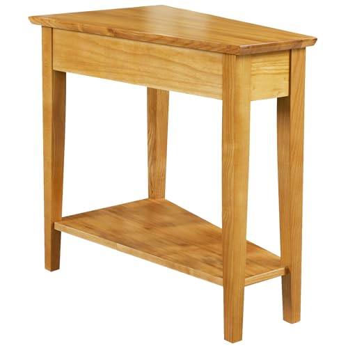 Laurent Solid Wood Recliner Wedge End Side Table with Shelf