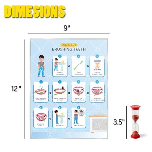 Educational Chart for Kids Step by Step Laminated 9x12 Inch for Children Self Care Visual Chart Ideal for Special Needs and Autism