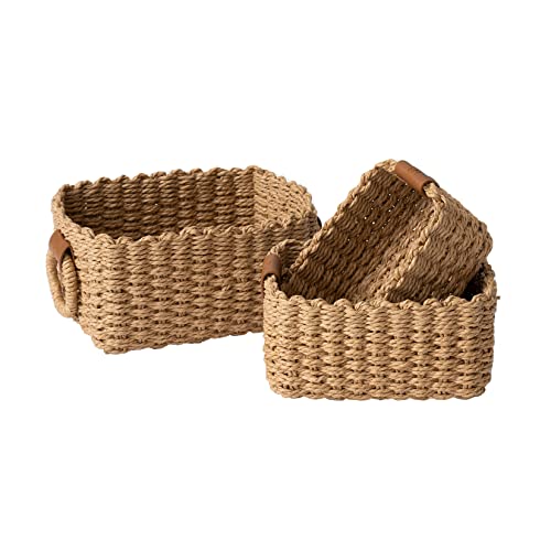 Small Wicker Baskets for Organizing Set of 3