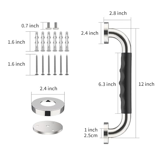 Shower Grab Bar with Rubber Grip