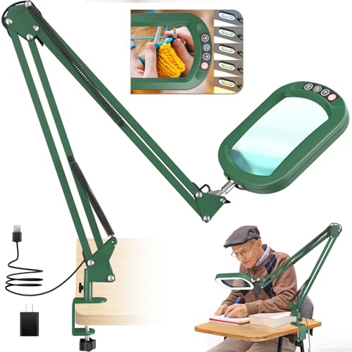Large Magnifying Glass with Light and Clamp