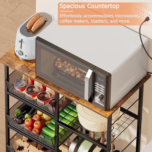 Rolling Kitchen Storage Microwave Cart