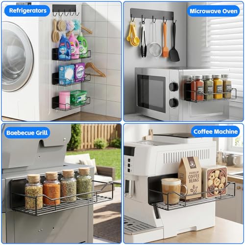 5 Pack Multifunctional Magnetic Shelves for Refrigerator Spice Rack & Washing Machine Organize