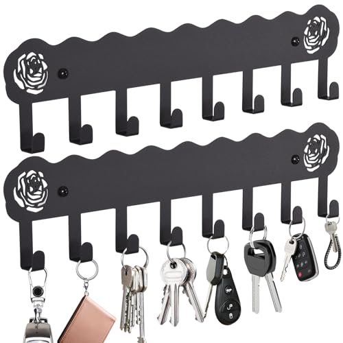 Key Holder Hooks Organizer Hanger Rack Wall Mounted with Screws and 8 Hooks