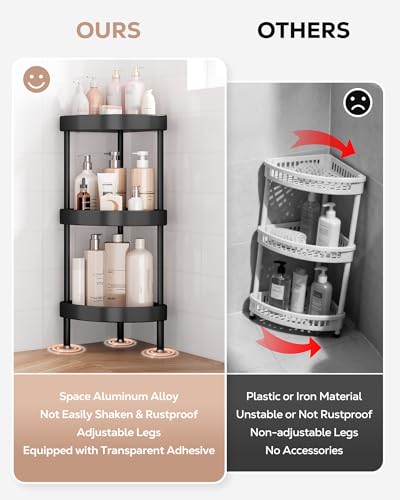 Corner Shower Caddy Stand Rustproof Anodized Aluminum Standing Shower Organizer