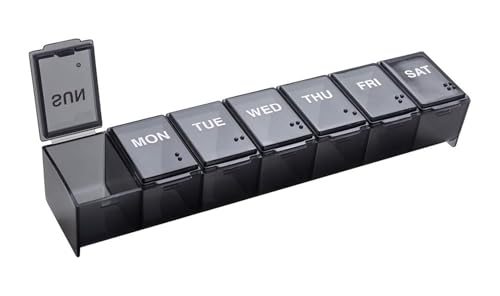 Weekly (7-Day) Pill Organizer, Vitamin Planner, and Medicine Box, Large Compartments