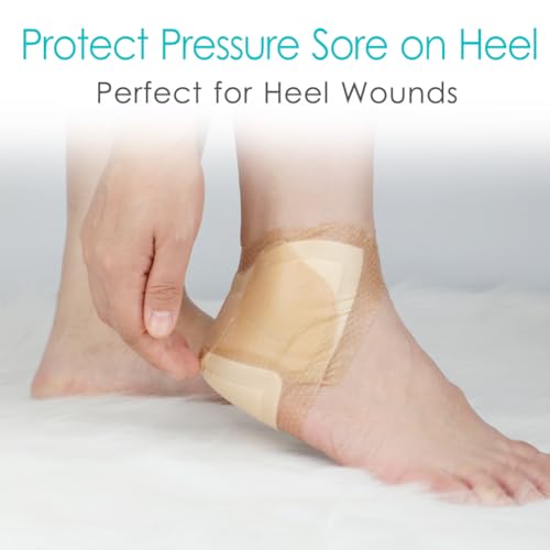Heel Bordered Silicone Foam Dressing Waterproof Adhesive Sacral Bandages with Absorbent Padding for Elbow Wrist Foot Pressure Bed Sore Hip Knee Replacement Surgery