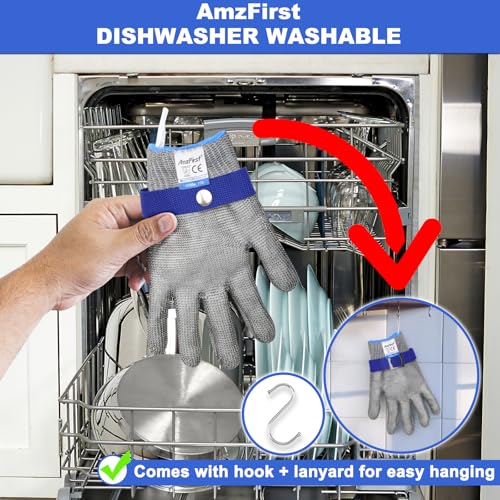 Cut Resistant Gloves Food Grade & Stainless Steel Mesh for Oyster Shucking Butcher Kitchen Meat and Fish Slicing