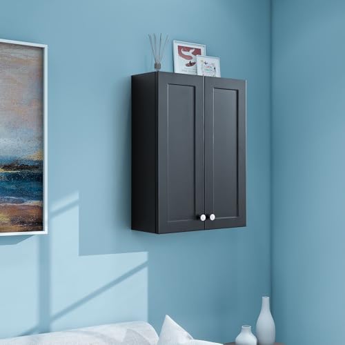 White Bathroom Wall Cabinet with Towel Bar
