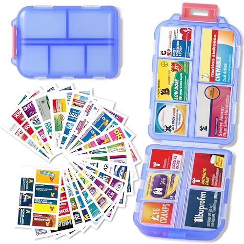 Pill Organizer with Medicine Labels Travel Daily Pill Container Mini Medication Organizer Storage Pill Organizer Pill Case 7 Day Pill Organizer