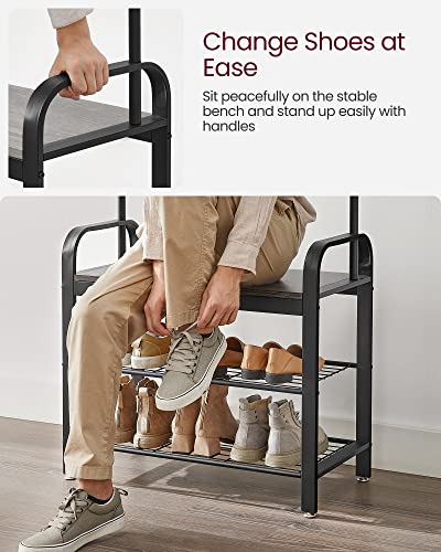Coat Rack Hall Tree with Shoe Bench for Entryway