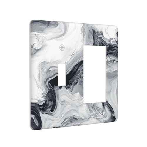 Abstract Marble Ink Texture Grey Marble Print Light Switch Cover Plate 1 Gang No Device Blank Electrical Wall Plates Faceplate Decorative Switch Plate for Bathroom Kitchen Decor