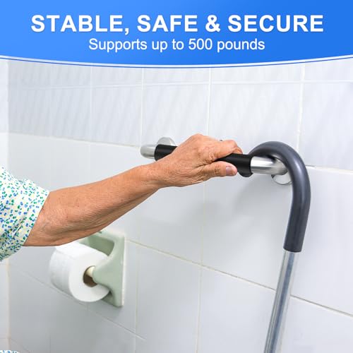 2 Pack Grab Bars for Bathtubs and Showers with Anti Slip Soft Strip