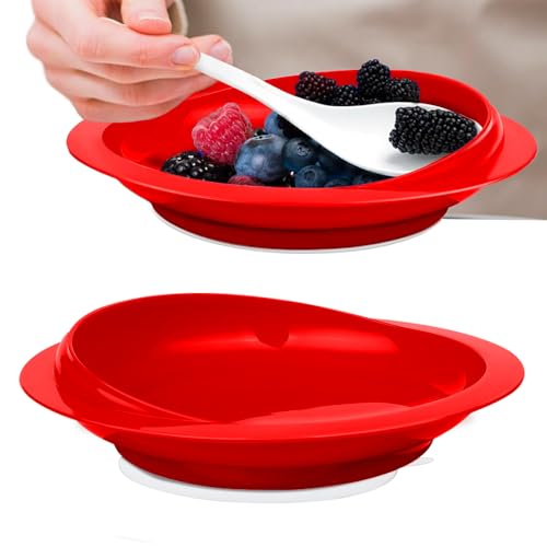 Spill Proof Scoop Plate and Bowl with Non