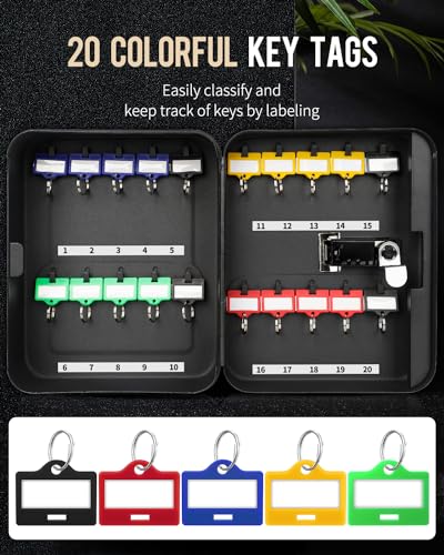 20 120 Position Key Cabinet with Combination Lock with Colorful Key Tag Labels Stickers and Hooks