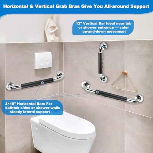3 Pack Grab Bars for Bathtubs and Showers