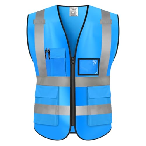 High Visibility Safety Vest Customize Your Logo Protective Workwear 5 Pockets Outdoor Work Vest