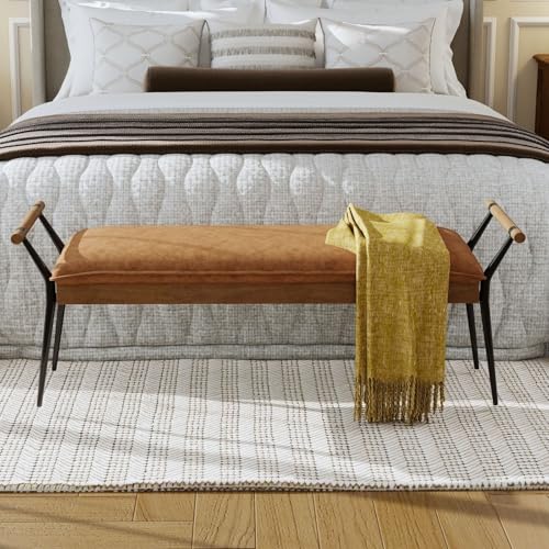 Long Ottoman Bench with Arms Metal Legs 2465