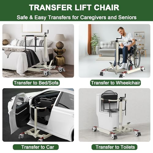 Patient Lift Transfer Chair Height & Width Adjustable Portable Transfer Lift Chair for Elderly and Disabled